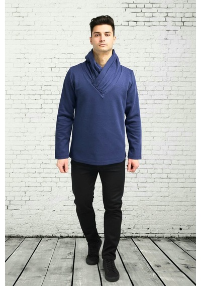 Black Steel Şal Yaka Casual Erkek Sweatshırt Lacivert