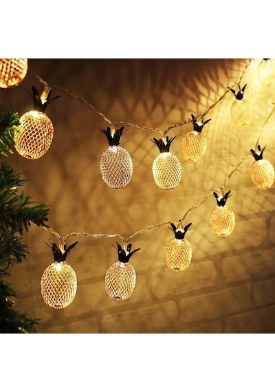 Mobgift Şerit Led Işıklı Örgü Tel Ananas 2 Metre 10’Lu (Gold)