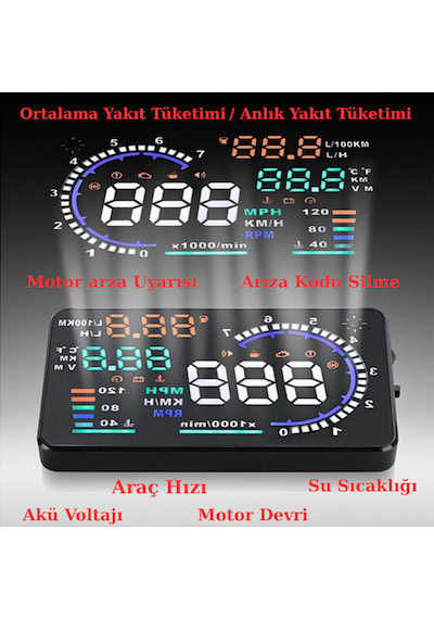 Multizone Hyundai Era-getz Hız Devir Su Sıcaklık Akü Yakıt Tüketimi Gps Gösterge Araba Obd2 Hud A8