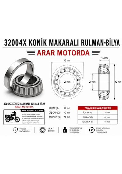 32004x Konik Makaralı Rulman-bilya 20 42 15 1 Adet