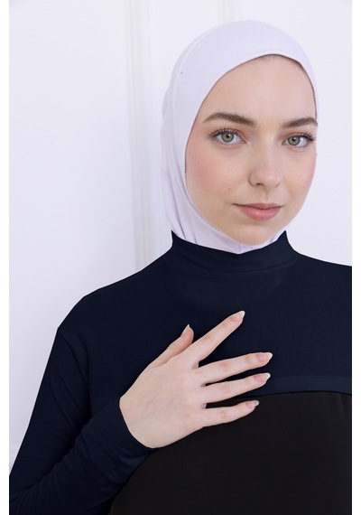 Loggia Balıkçı Yaka Boyunluklu Kolluk Lacivert - Likralı Dik Yakalı Kadın Body Tesettür Crop Bolero Lacivert