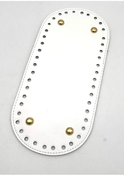 Çanta Aksesuar Suni Deri Beyaz Renk Ovaltaban 25x12 Cm Light Golden Metalli Diğer