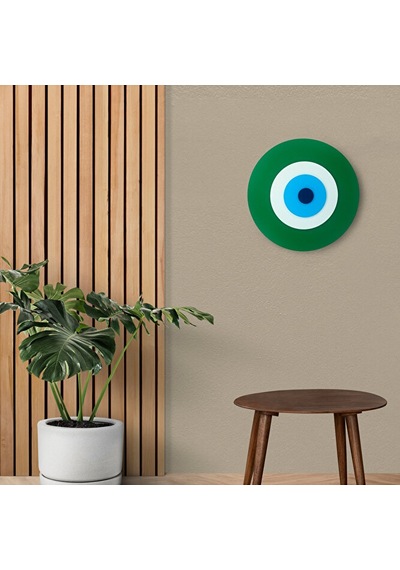Minimalist Yaprak Yeşili Nazar Boncuğu El Yapımı Ahşap Büyük Naza