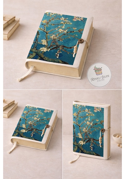 Kitap Kılıfı Ve Metal Kitap Ayracı Seti Van Gogh Badem Çiçekleri