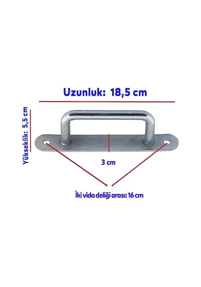 Badem10 Saclı El Tutamagı Çekme Kolu Kapı Tutma Kulbu 18,5 Cm Krom Metal Kulp Kapı Tutamağı