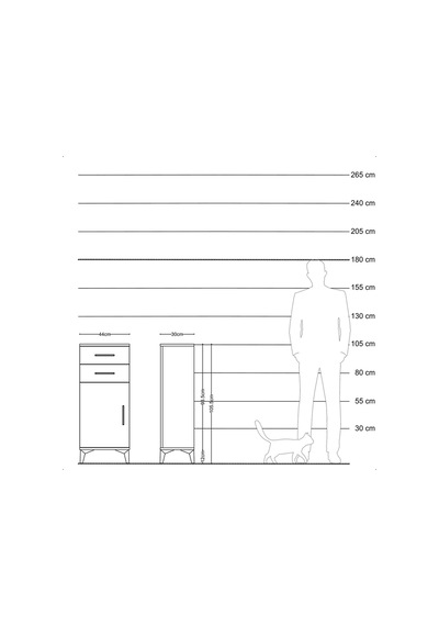 Arges Komodin Tek Raflı 2 Çekmeceli Tek Kapaklı 44x30x106 Ayt... Aytaşı