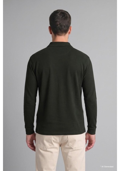 Defacto Regular Fit Düğmeli Polo Yaka Basic Sweatshirt I2039ax26wnkh538 Haki-kh538