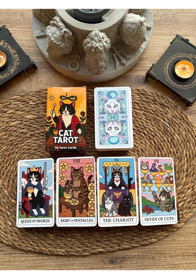 Kedi Tarot Destesi 78 Kart - Arındırma Kesesi Hediyeli
