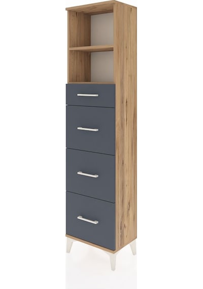 Arges Dolap 2 Raflı 4 Çekmeceli 44x30x182 Çam-antrasit Atlas Çam