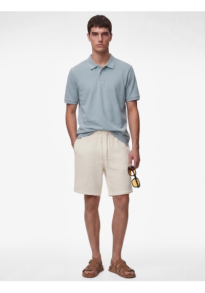 Koton Pamuklu Kısa Kollu Pike Kumaş Düğmeli Polo Yaka Slim Fit Tişört Mavi 6sam10293mk