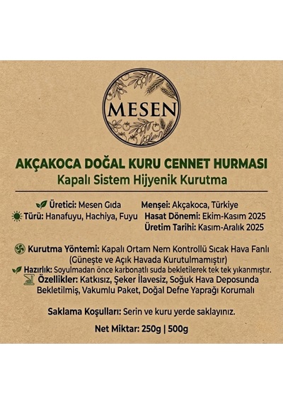 Akçakoca Doğal Kuru Cennet Hurması Hijyenik Özel Seri 500 G