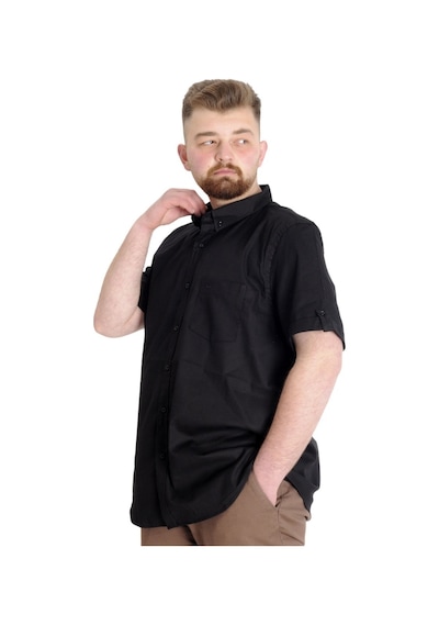 Mode Xl Büyük Beden Erkek Gömlek Gabardin Kısa Kol Tek Cep 23302 Siyah 001