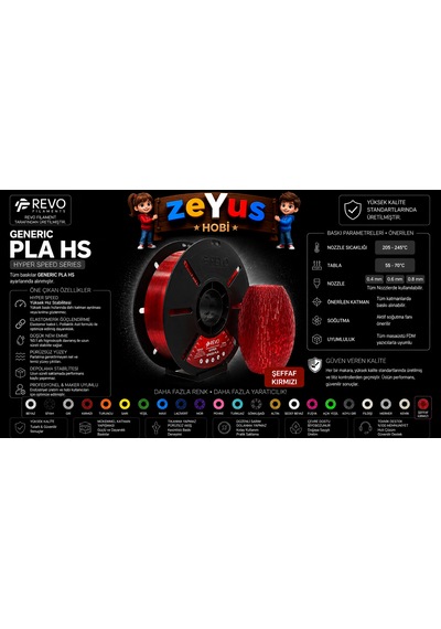 Generic Pla Hs Hyper Speed Filament Şeffaf Kırmızı 1.75 Mm 1000 Gr