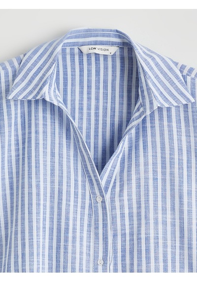 Lcw Vision Mavi Çizgili Oversize Poplin Kadın Gömlek