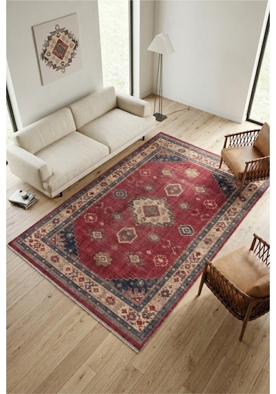 Dekoratif Halı Kaymaz Taban Leke Tutmaz Yıkanabilir Kilim Özel Ölçü Salon Halısı 3028