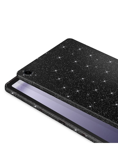 Samsung Galaxy Tab S10 Lite / S10 Fe / S9 Fe 10.9 Uyumlu Simli Parlak Koton Tablet Kılıf Standlı Koruyucu Kapak Siyah