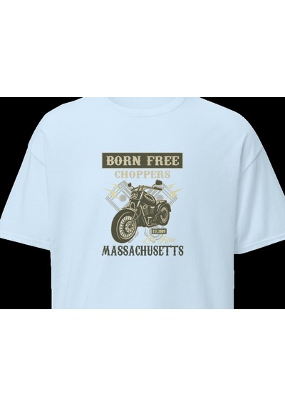 Wildstyle Born Free Choppers Motosiklet Vintage Chopper Baskılı Unisex Bisiklet Yaka Pamuklu Tişört - Bebek Ma