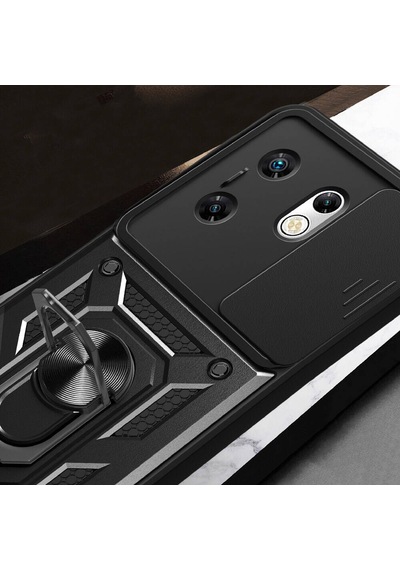 Zore İnfinix Zero 30 4g Kılıf Magnetik Standlı Kamera Korumalı Sürgülü Vega Kapa Mavi