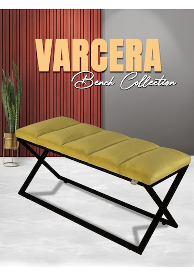 Varcera Black- Hardal Dilimli Model Puf & Bench & Koltuk & Oturma Bankı & Yatak Odası Önü