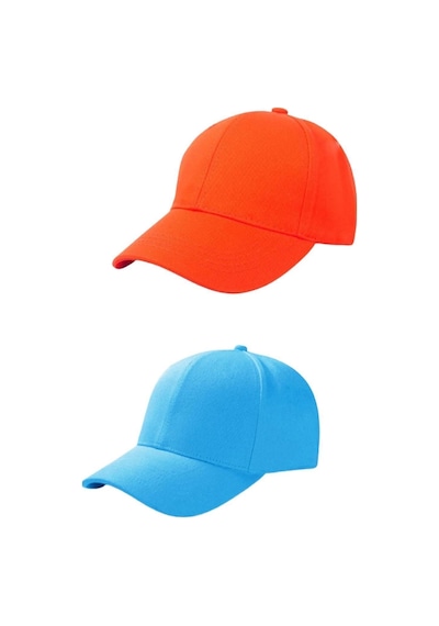 Ritagarcia Unisex Ayarlanabilir Spor Turuncu-turkuaz Basic Kep Şapka 2'li Set Turuncu