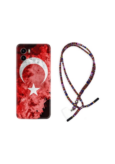 Vivo Y15S Kılıf Rasta Boyun Askılı Şanlı Türk Bayrağı 1315