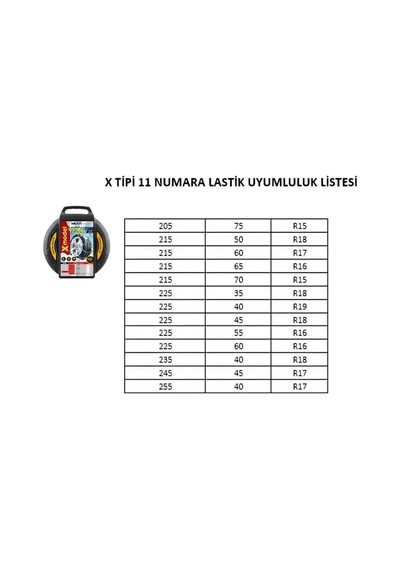 Oto Lastik Kar Zinciri X Tipi 11 Numara Diğer