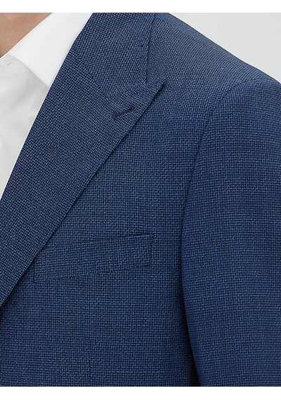 Kip Mavi Mikro Modern Fit %100 Yün Ceket Mavi