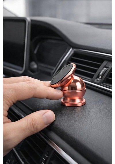 Araba Manyetik Telefon Tutucu 360 Derece Döner Mıknatıslı Mini Metal Stand Torpido Panel Yapışkanlı Universal Akıllı Telefon Tutacağı Tek Elle Kullanım Rose Gold 2 Mixed