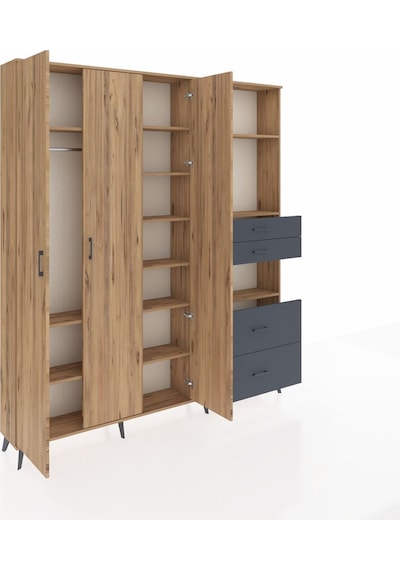 Arges Dolap 12 Raflı 4 Çekmeceli Tek Askılı 220x30x243 Çam-çam/antrasit Atlas Çam/antrasıt Arges Dolap 12 Raflı 4 Çekmeceli Tek Askılı 220x30x243 Çam-çam/antrasit Atlas Çam/antrasıt