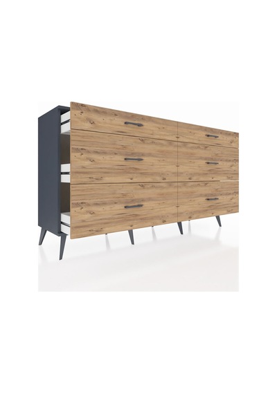 Hyperion Konsol 6 Çekmeceli 176x44x99 Antrasit-antrasit/çam Antrasit-antrasit/çam Hyperion Konsol 6 Çekmeceli 176x44x99 Antrasit-antrasit/çam Antrasit-antrasit/çam