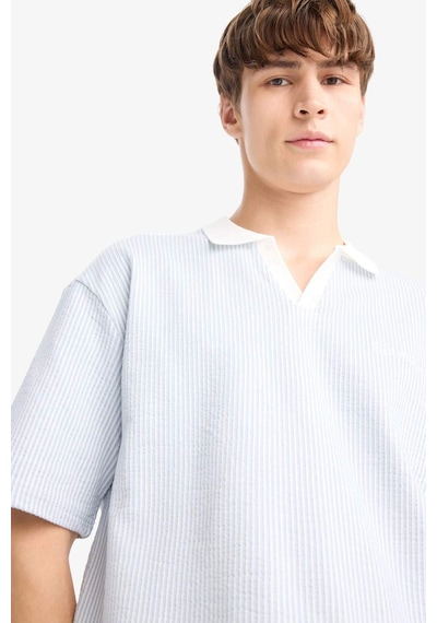 Defacto Dokulu Boxy Fit Polo Tişört F8351AX25AU