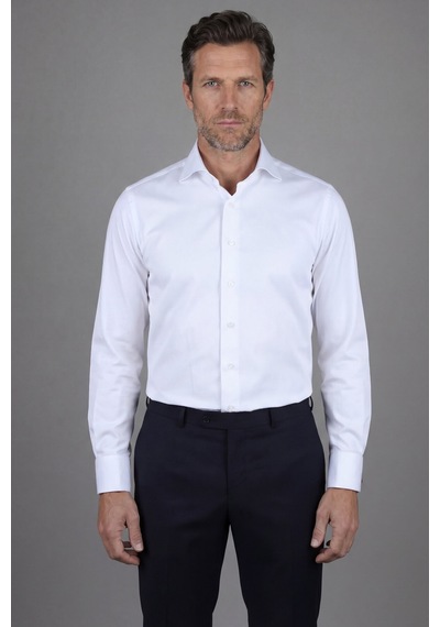 Bisse İtalyan Regular Fit Double Manşet Pamuk Beyaz Erkek Gömlek Gmkls092230019 D01