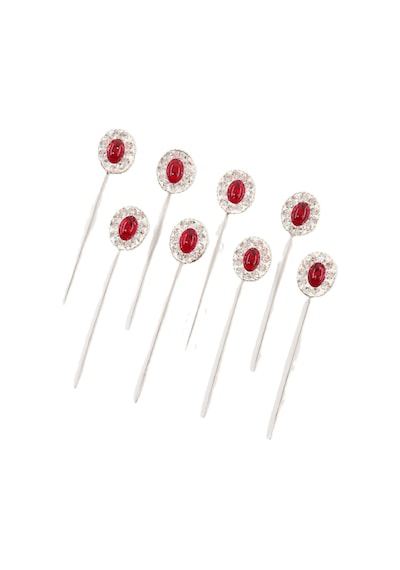 Numetal 8 Li Bordo Yakut Taşlı Eşarp İğnesi. Şal İğnesi. Türban İğnesi. Başörtü İğnesi. Eşarp Ve Şal İğnesi. Gümüş