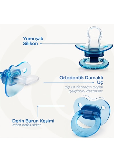 Wee Baby Akide Damaklı Emzik No:2 Mavi 6-18 Ay