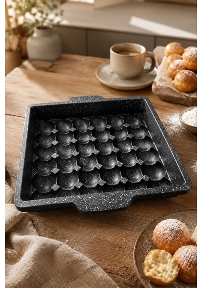 32 Cm Kartopu Döküm Kek Kalıbı Çoklu Lokmalık 320 280 65 Mm Siyah