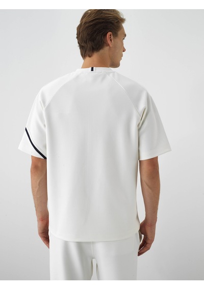 Xint Ekru Esnek Dokulu Oversize Tişört 502286