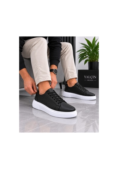Yalçın Erkek Casual Bağcıklı Ortopedik Rahat Kaymaz Taban Sneaker Ayakkabı Siyah - 919615758 Siyah