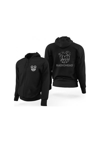 Radiohead Wave Siyah Fermuarlı Limited Edition Kapşonlu Sweatshirt Siyah