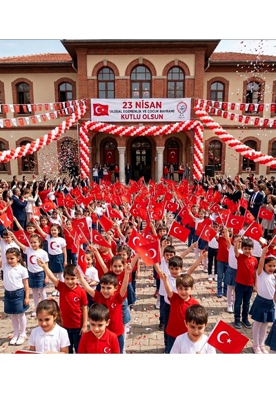 23 Nisan Okul Ve Kutlama Tipi Çubuklu Kağıt Türk Bayrağı 20x30 Cm - 20 Adet Tek Ebat