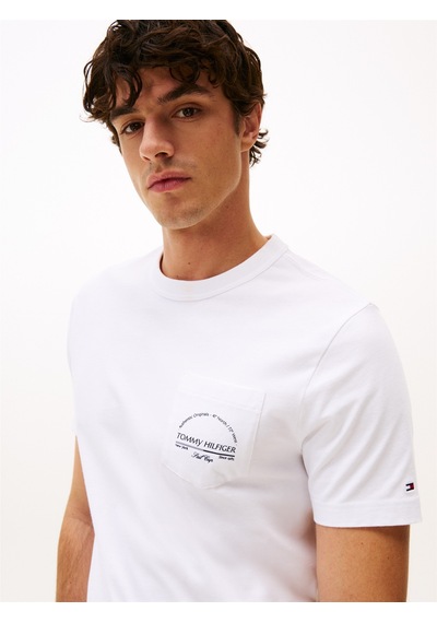 Tommy Hilfiger Hılfıger Arch Pocket Tee Erkek Beyaz T-shirt - Mw0mw38623