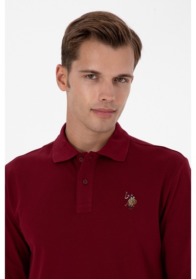 U.S. Polo Assn. Erkek Regular Fit Polo Yaka Bordo Basic Sweatshirt 50313772-VR014