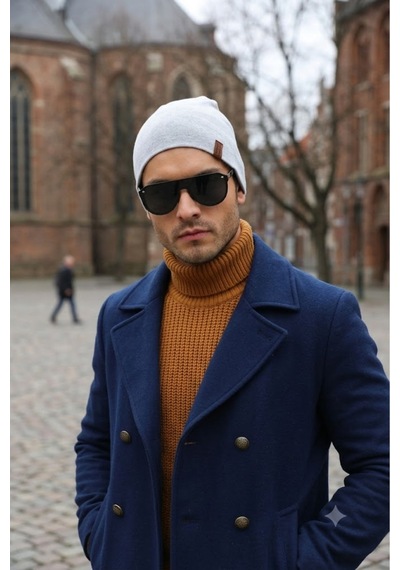 Ritagarcia Unisex Etiket Detaylı Pamuklu Penye Bere Kışlık Mevsimlik Beanie Bere Gri