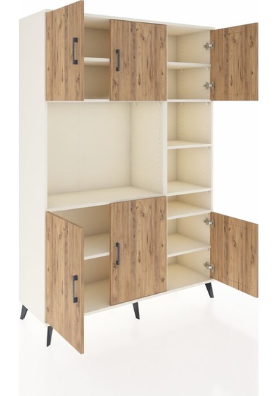 Hyperion Dolap 10 Raflı 6 Kapaklı 132x44x195 Aytaşı-çam/aytaşı Aytaşı