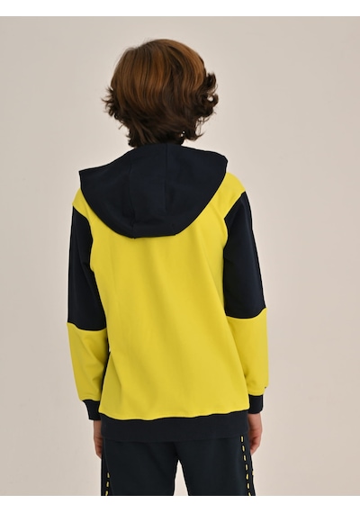 Fenerbahçe Sarı Lacivert Tribün Brush Detaylı Çocuk Sweatshirt Lacıvert-sarı
