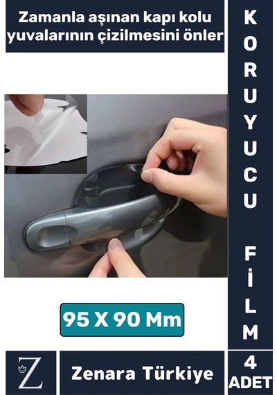 Kolay Montaj Otomobil Kapı Yuvası Araba Kapı Kolu Çizilme Aşınma Yıpranma Darbe Koruyucu Film 4 Adet