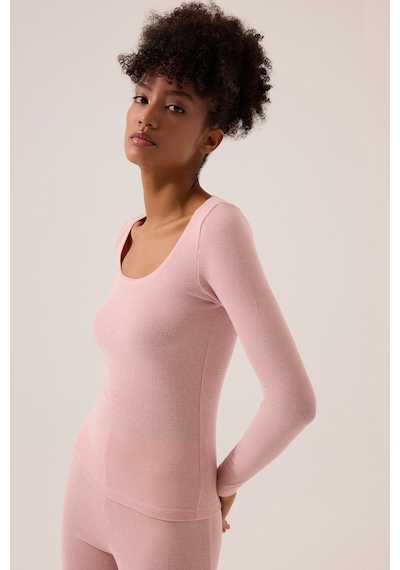Los Ojos X Ece Pembe Modal Kumaşlı Uzun Kollu Eşofmanlı Pijama Takımı Ribbed Pj2 Pembe Pembe