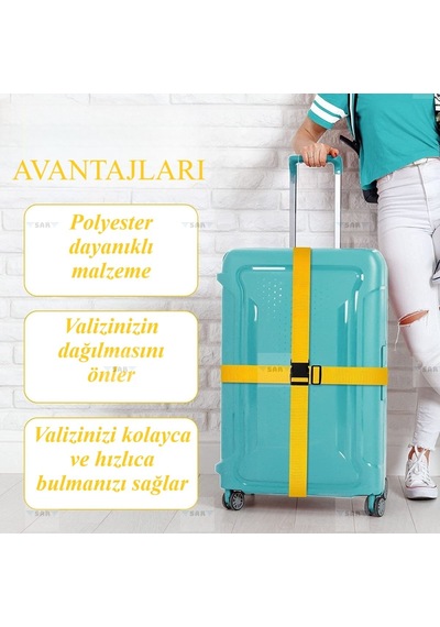 Reaktör Siyah Valiz Bavul Emniyet Kemeri 1 Adet Sarı