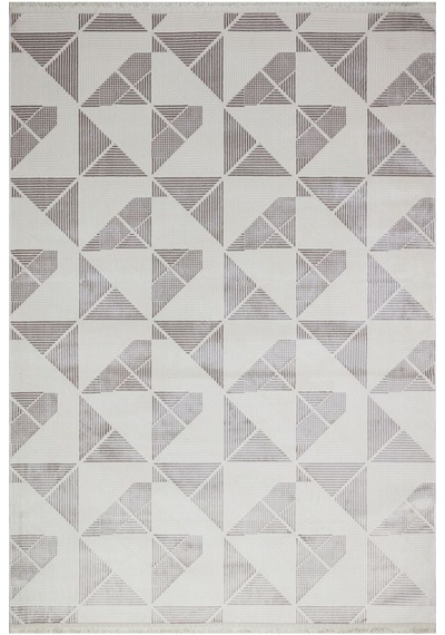 Ala Krem Rengi Geometrik Desen Hav Toz Vermez Yıkanabilir Kaymaz
