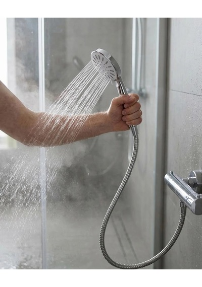 Hubrendy Tekno Spiral Hortumlu 4 Kademeli Krem El Duşu Başlığı Banyo Duş Seti Diğer