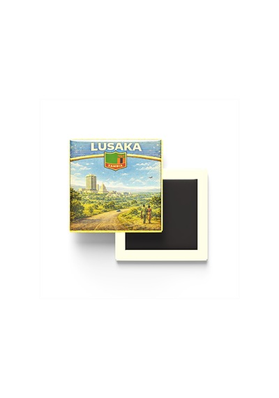 9x9 Cm Buzdolap Magnetleri - Zambiya - Lusaka - 4'lü Set